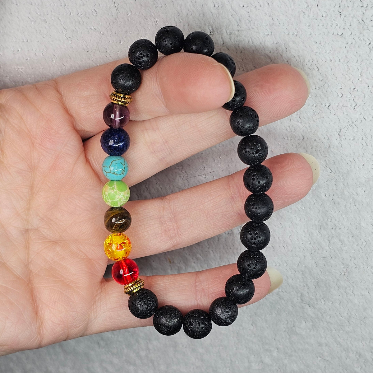 Lava Rock Chakra Bracelet - 8mm