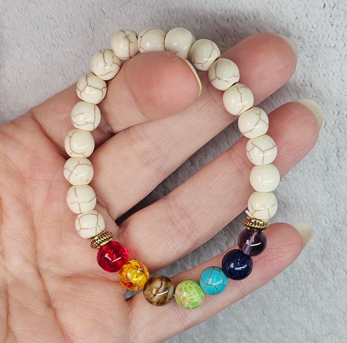 Dyed Howlite Chakra Bracelet - 8mm