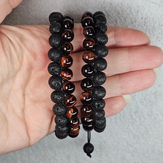 Red Tigers Eye/Lava Rock Bracelet
