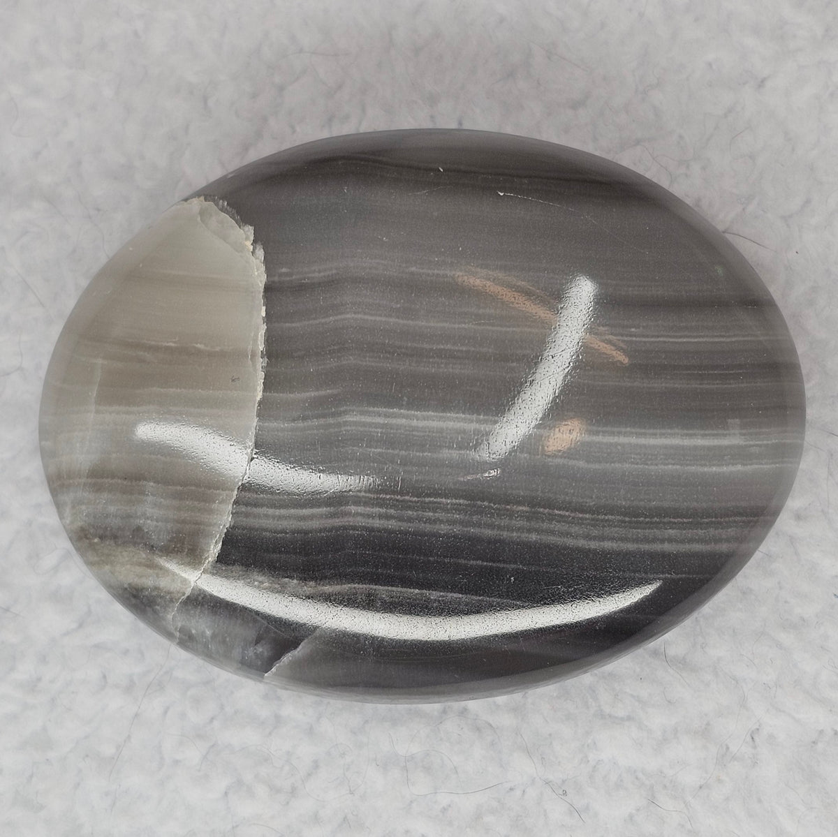 Black Banded Calcite Palm Stones