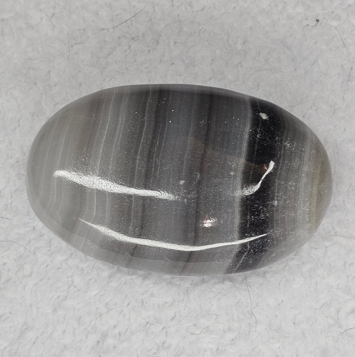 Black Banded Calcite Palm Stones