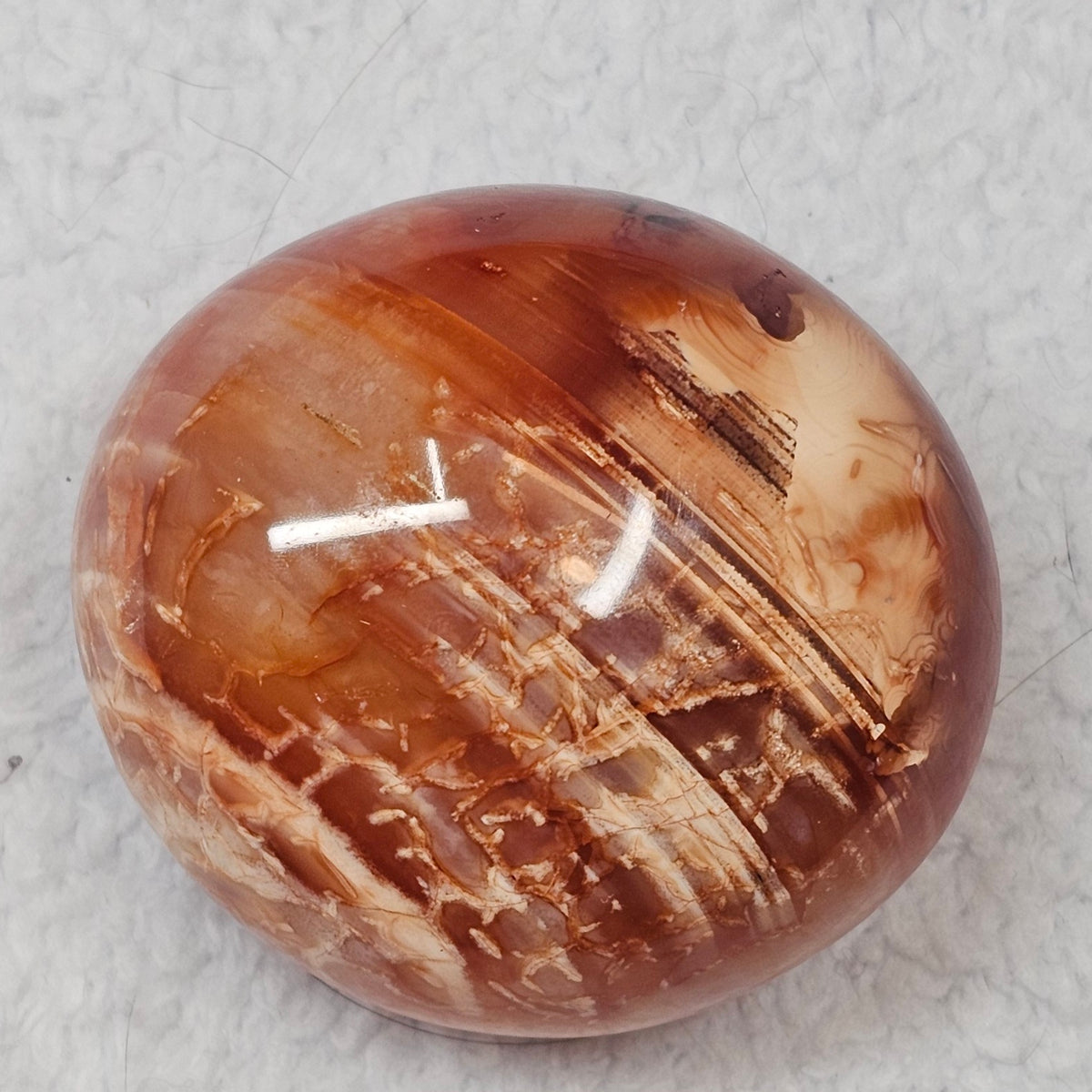 Unheated Carnelian Palm Stone B198
