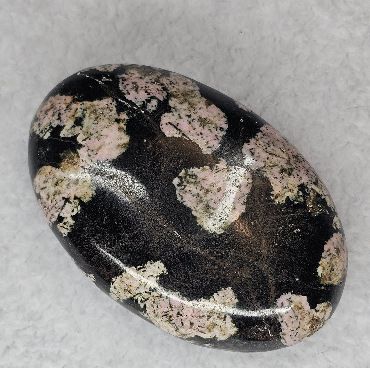 Snowflake Rhodonite Palm Stone